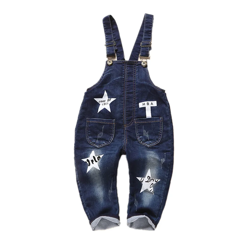 12m-4T High Quality Soft Jeans Baby Overalls Infant Long Pants Overalls Cute Stars Girls Boys Jeans Jumpsuit Rompers Toddler