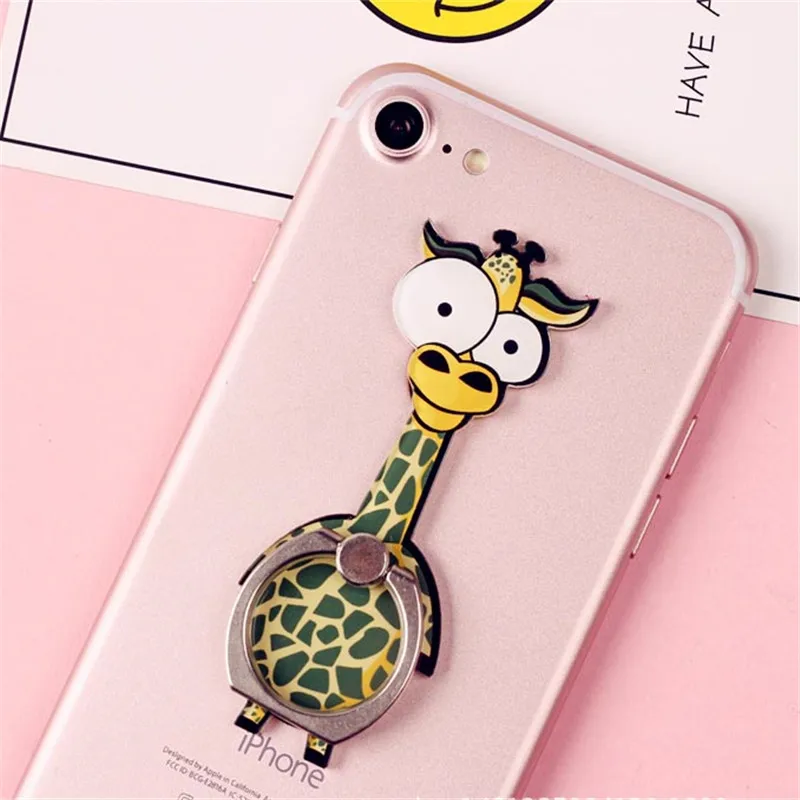 Leuke Cartoon Vinger Ring Mobiele Telefoon Houder Dier 360 Graden Telefoon Ring Universal Metal Smartphone Standhouder Voor Iphone