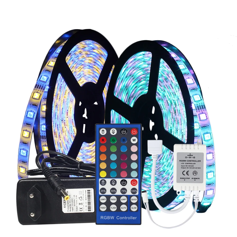 

DC12V LED Strip Set RGB RGBW RGBWW with IR Remote Controller and 12V 3A adapter LED Strip 5050 SMD 60LEDs/m 5M