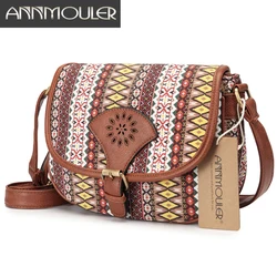 Annmouler Brand Design Women Shoulder Bag Vintage Hollow Out Crossbody Bag Pu Leather Small Bag Bohemian Style Messenger Bags