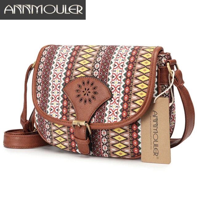 Annmouler marka projekt kobiety torba na ramię Vintage wydrążona torba Crossbody torba Pu skóra mała torba styl boho Messenger torby