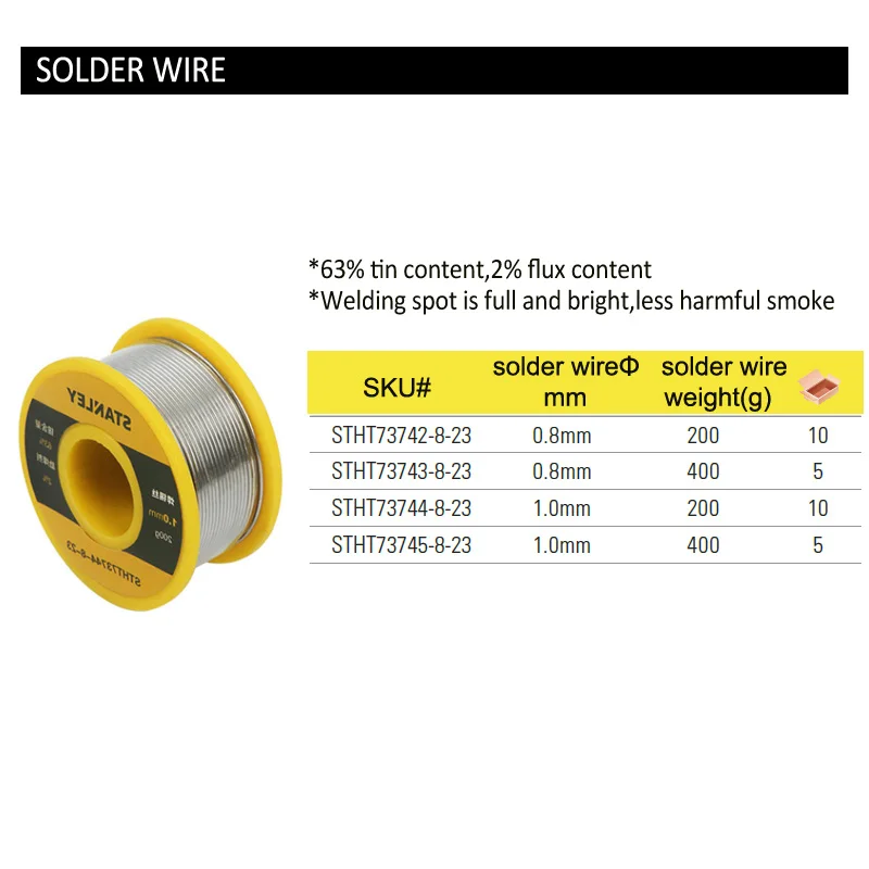 Stanley-estanho chumbo solda fio, solda fio com fluxo 2%, estanho fio, bobina rolo solda linha, alta qualidade, 63-37, 63/37, 200g, 400g, 1Pc, 1PC
