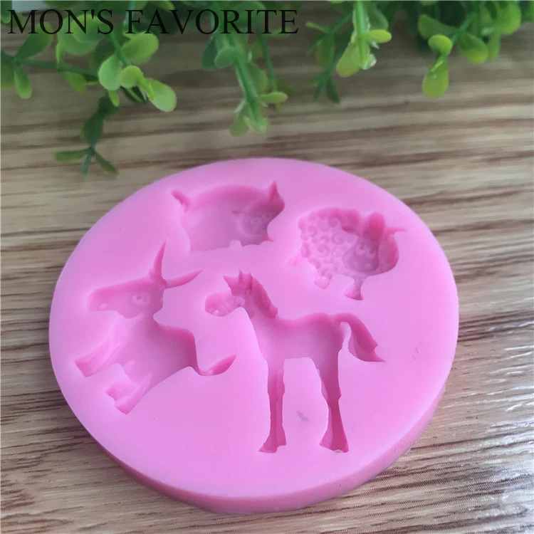 Farm Animal Horse Sheep Donkey  Fondant Decorating Tools Silicone Bakeware