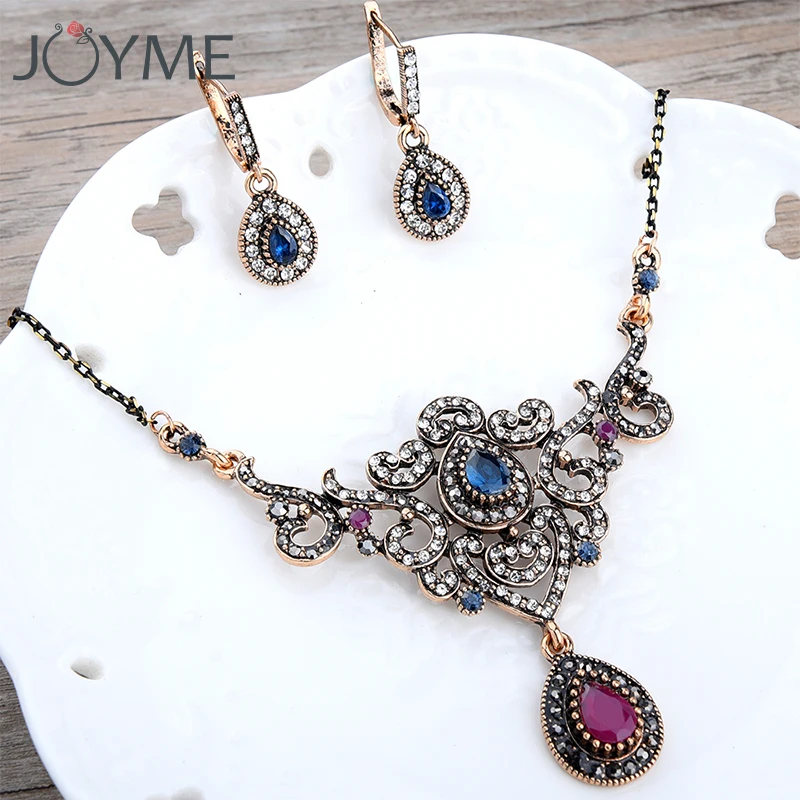 Conjuntos de joyería de boda Vintage para mujer, Collar con pechera, conjunto de pendientes, Collar para novias, gargantilla de cadena africana, collares étnicos de flores