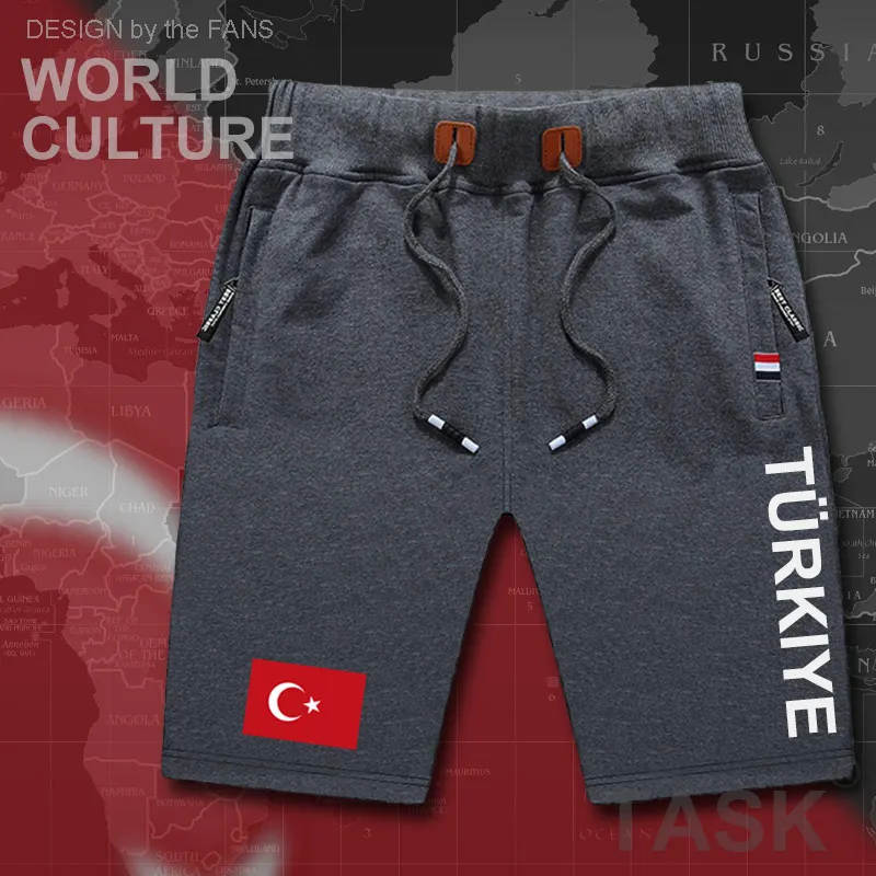 Turkey mens shorts beach new men's board shorts flag workout zipper pocket sweat casual clothing 2017 Turkish Turk country TR