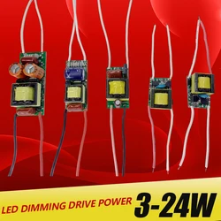 LED Dimming Driver Power Supply, Built-in iluminação de corrente constante, transformador de saída, 3W,5W,7W,8-15W,18-24W, 220V