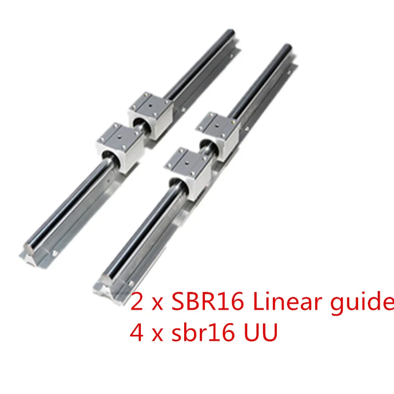 16mm Linear Rail 2pcs SBR16 1200 1500mm Fully Supported Slide Shaft Rod Guide with 4pcs SBR16UU Block