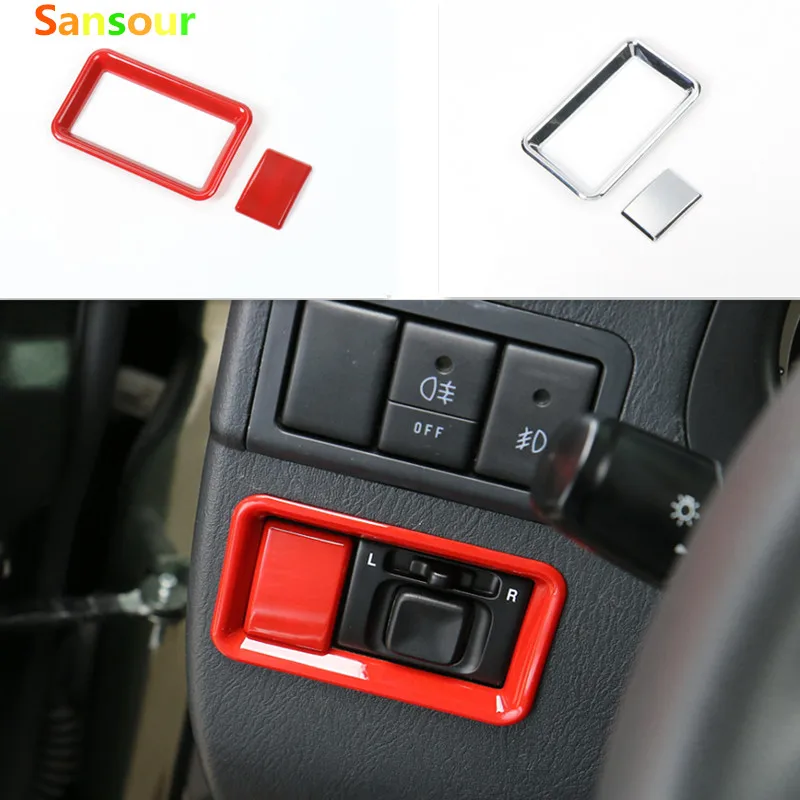 Sansour ABS Chromed Front Rear Fog Light Switch Decoration Parking Lamp Button Ring Frame Cover Sticker Trim For SUZUKI Jimny