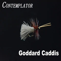 CONTEMPLATOR 4pcs/box 12# Goddard Natural Caddis stillwater pattern dry flies floating on water deer hair body fly fishing lure
