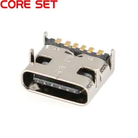 Conector de enchufe SMT de 6 pines, Micro USB tipo C 3,1, colocación hembra SMD DIP para diseño de PCB, bricolaje, carga de alta corriente, 10 uds./lote