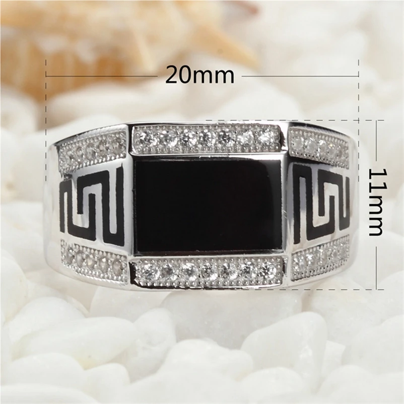 Eulonvan Charms Luxury Engagement Wedding 925 Sterling Silver Rings For Men Best Sellers Hiphop Black Resin S-3778 Size 6  - 13