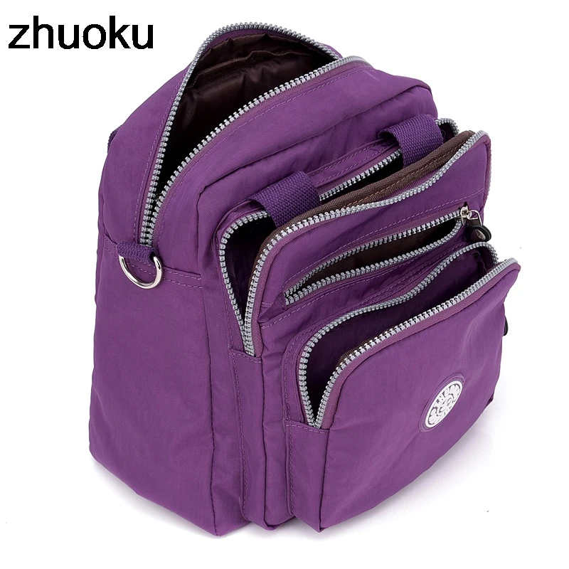 Bolsas de mensajero ligeras para mujer, bolso de viaje de nailon, impermeable, doble hombro, bolso cruzado informal de calidad, con solapa