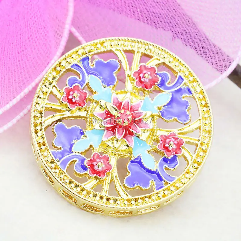 

Flower Bordure Cirque Cloisonne DIY Beads Fashion Jewelry Making Pendant Antique Clothing Fitting Crafts Girl Gem Wholesale 39mm