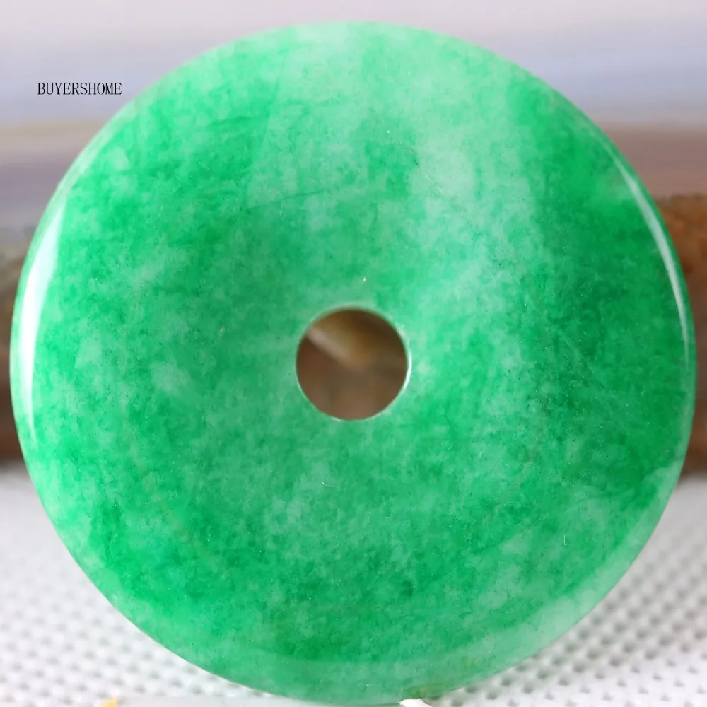 Ｇreen Natural Stone Donut Necklace Pendant 25-50mm Round Circle  1Pcs