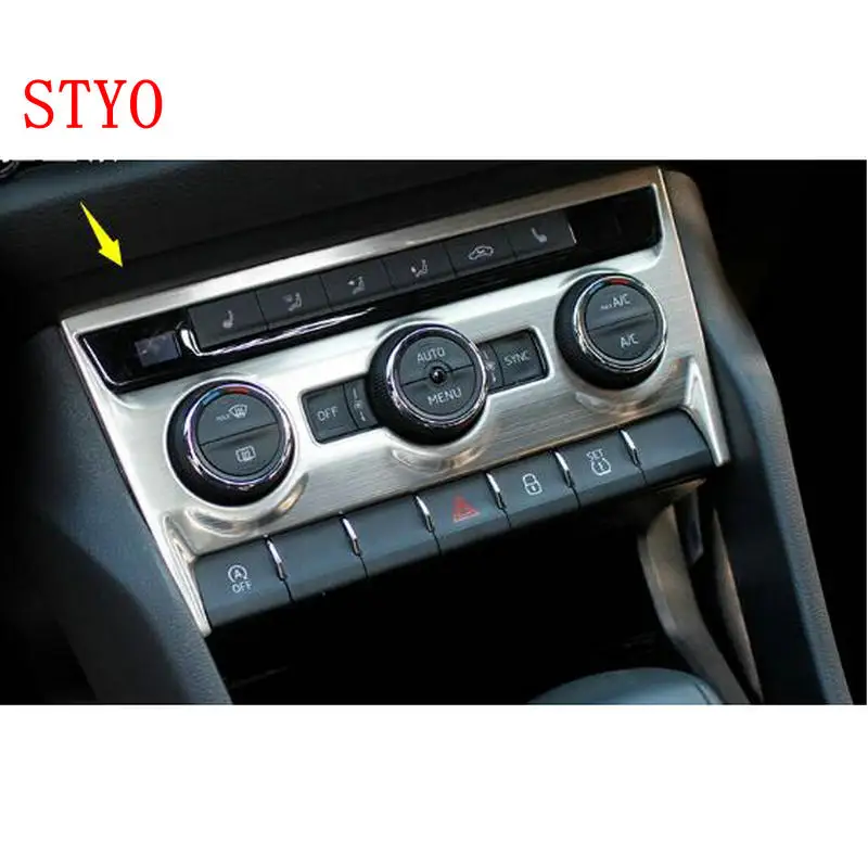 STYO Car Stainless Steel Air Condition Knob Switch Panel Cover Frame TRIM For Skoda1 Karoq  2018