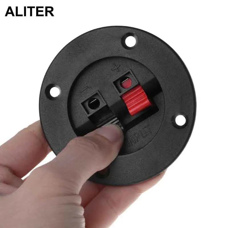 Conector de copo redondo e duplo parafuso, 2 peças, terminal, peças expressas, clipe de mola, ligação dupla, fio dourado, subwoofer automotivo, caixa de som, preto