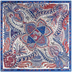 Foulard carré en sergé de soie pour femmes, marque de luxe, bandeau, Bandana, imprimé, grande taille, étoles, châles