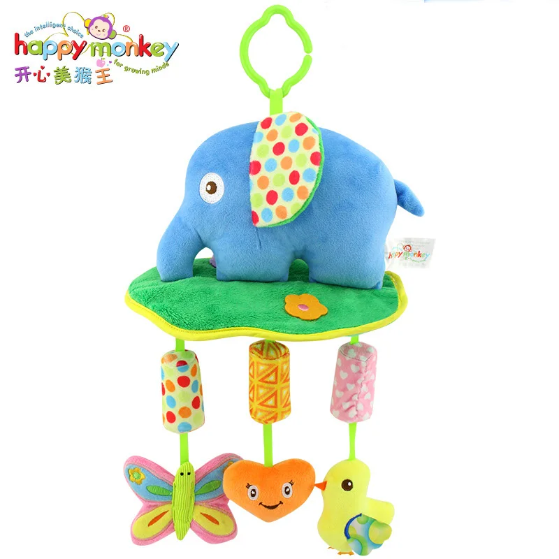 Baby Animal Wind Chimes Rattle Toys Owl Fish Music Bed Pram Crib Stroller Mobile Hanging Stuffed Doll for Infant Educational Toy