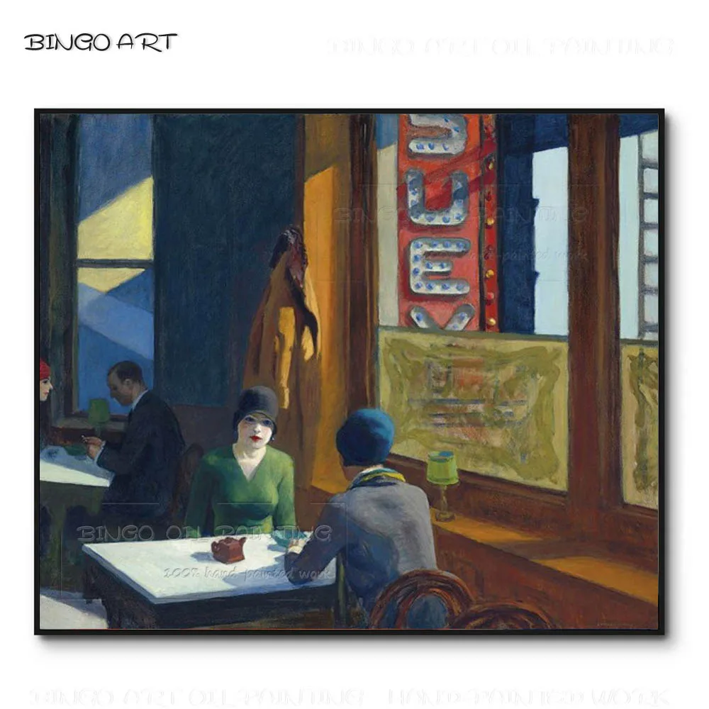 

Reproduce Famous Oil Painting Edward Hopper Chop Suey Oil Painting Hand-painted Canvas Wall Art Hopper Chop Suey Oil Painting