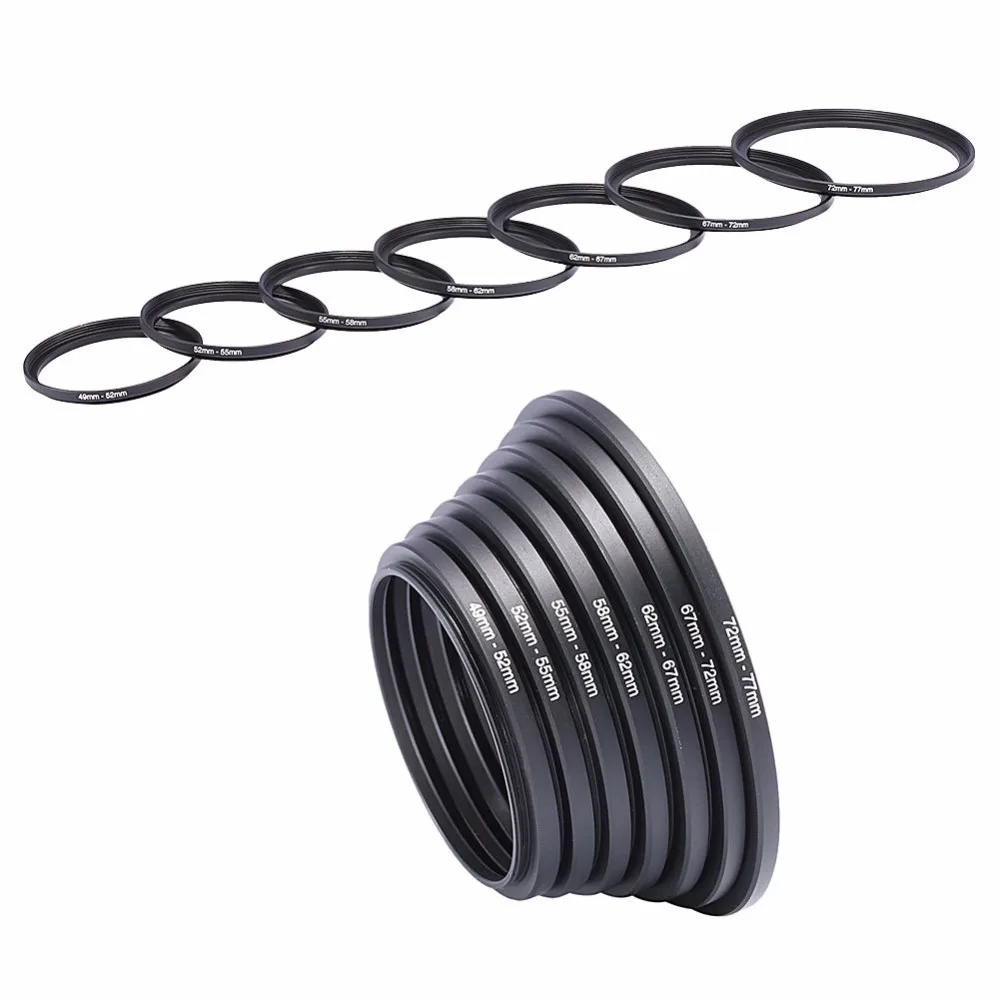 10pcs Lens Filter Step Up Rings (37-49-52-55-58-62-67-72-77-82mm) Lens Hood For all DSLR Camera