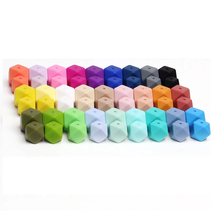 50 Pcs Silicone Teething Beads Hexagon 17mm Nursing Chew Necklace Diy Jewelry Findings Bpa Free Teether Beads For Baby