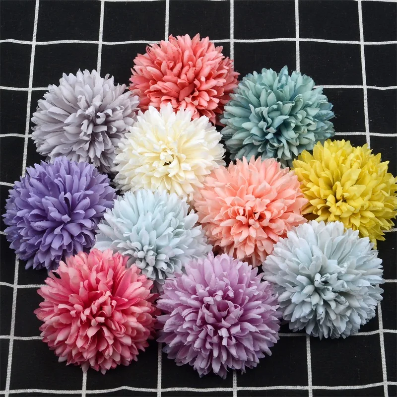 10PCS 6.5cm Cheap Daisy Artificial Silk Rose Flowers Heads DIY Scrapbooking  Fake Flower Kiss Ball Craft For Wedding Decorative