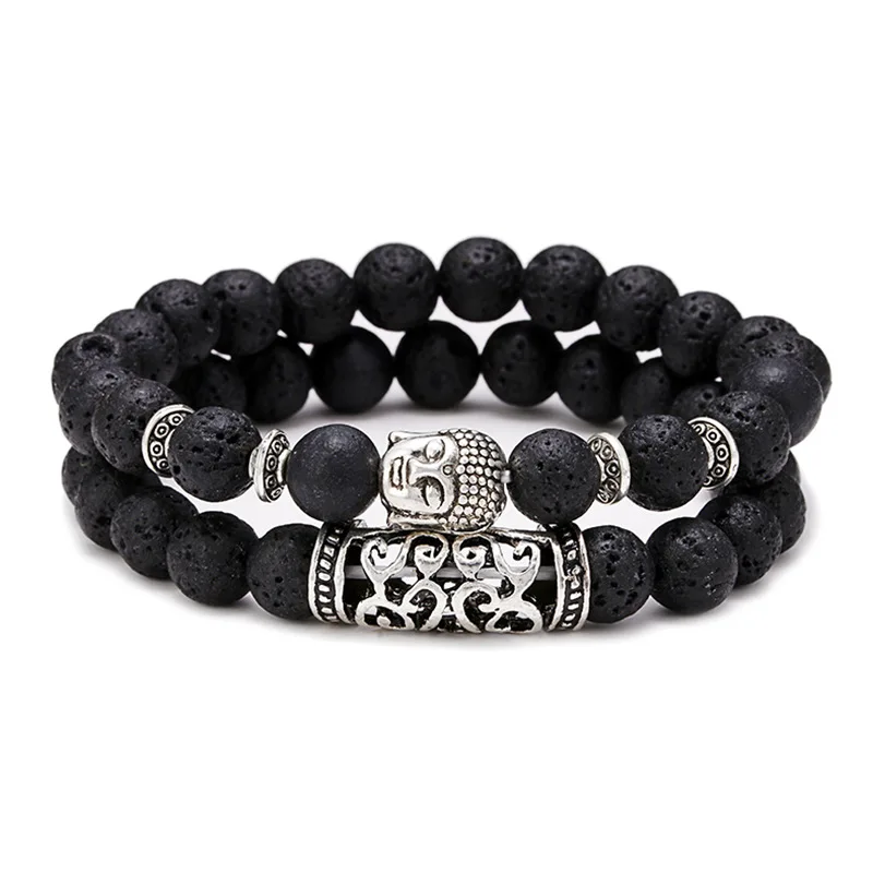 2pcs/Set Natural Stone Bracelet Men Vintage Ethnic Buddha Braclet Yoga Prayer Jewelry Paired Braslet Pulseras Hombre Bileklik