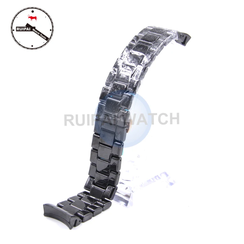 22mm Man Ceramic Watch Strap Black Color Butterfly Buckle Bracelet Ceramic Watchband for AR1410 AR1400