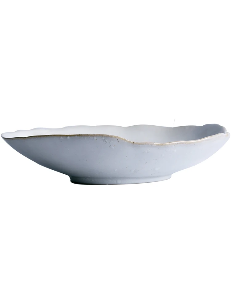 KINGLANG Ceramic Irregular Rice bowl Deep Plate Dish Salad Bowl Tableware