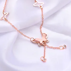 Butterfly Pendant Anklets Foot Chain Summer Tassel Rhinestone Beach Leg Bracelet Handmade Anklet Gold Silver Color Jewelry