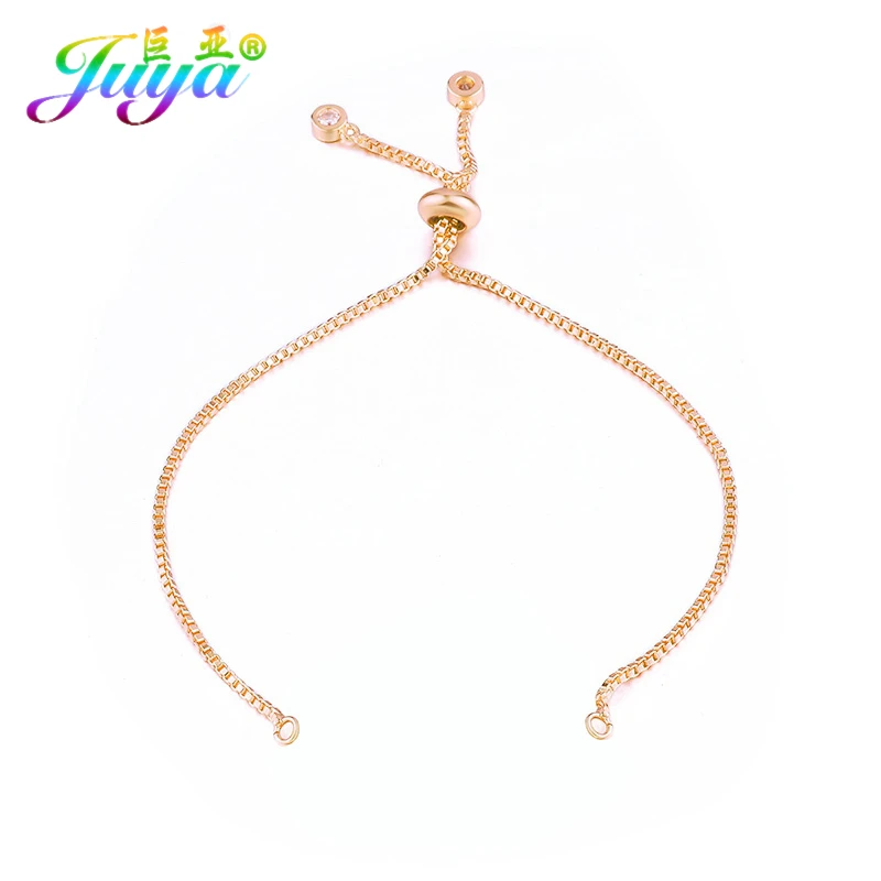 Juya Handmade Gold Silver Plated Adjustable Slider Chains Accessories Supplies For DIY Fashion Charms Bracelets Making