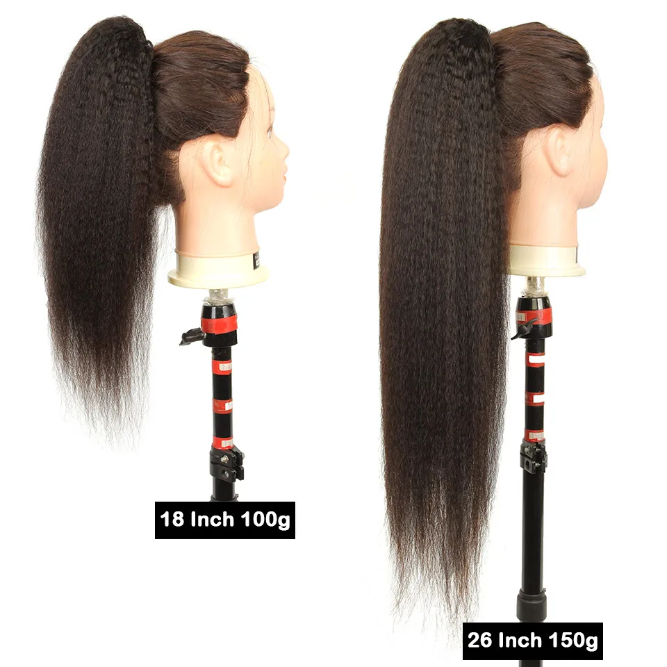 Yvonne-Kinky Straight Proximity Wstring Ponytail, Extensions de cheveux humains à clipser, Ratio élevé, Cheveux vierges brésiliens, Document naturel