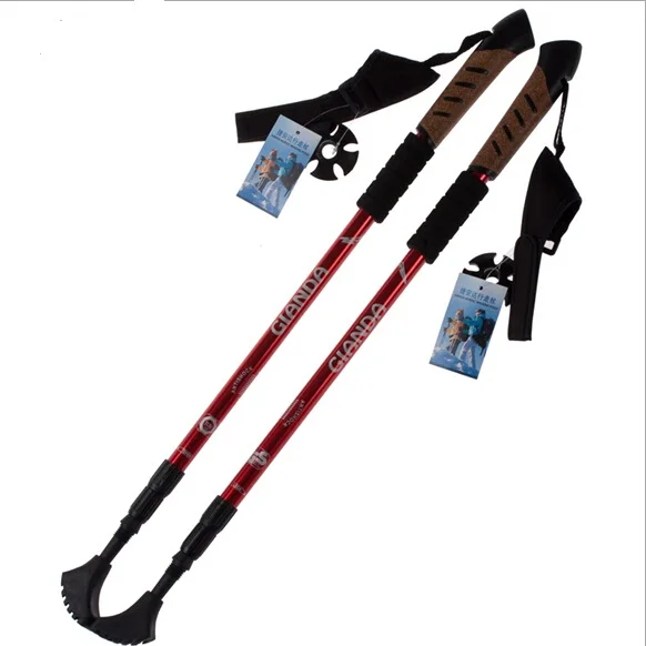 2pcs/set Adjustable Trekking Hiking Walking Stick Pole 61cm-135cm alu.alloy alpenstock metal crafts Hot selling A1962