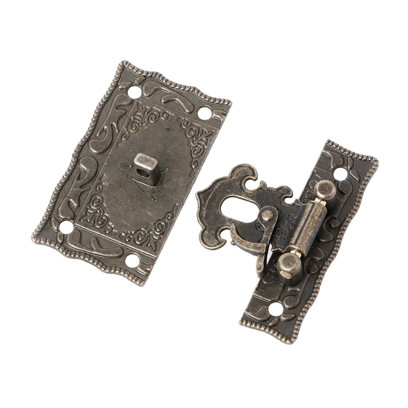 55mmx47mm Vintage Style Latch Wooden Box Hasp Pad Chest Lock Bronze Tone Antique WF4458037