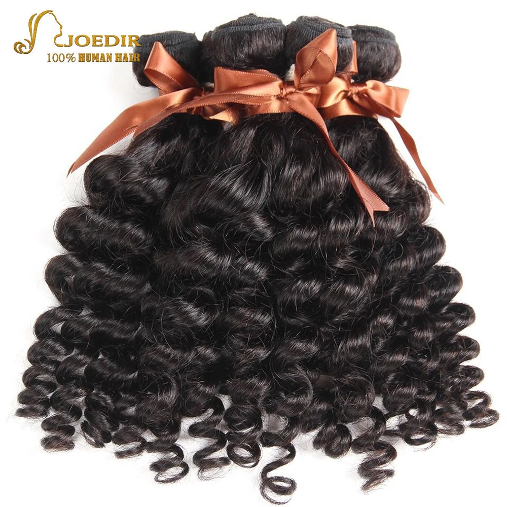 Joedir Hair Peruvian Funmi Curly Human Hair Bundles Natural Color Brazilian Hair Weave 4 Bundles Deal Fumi Curly Hair Extensions