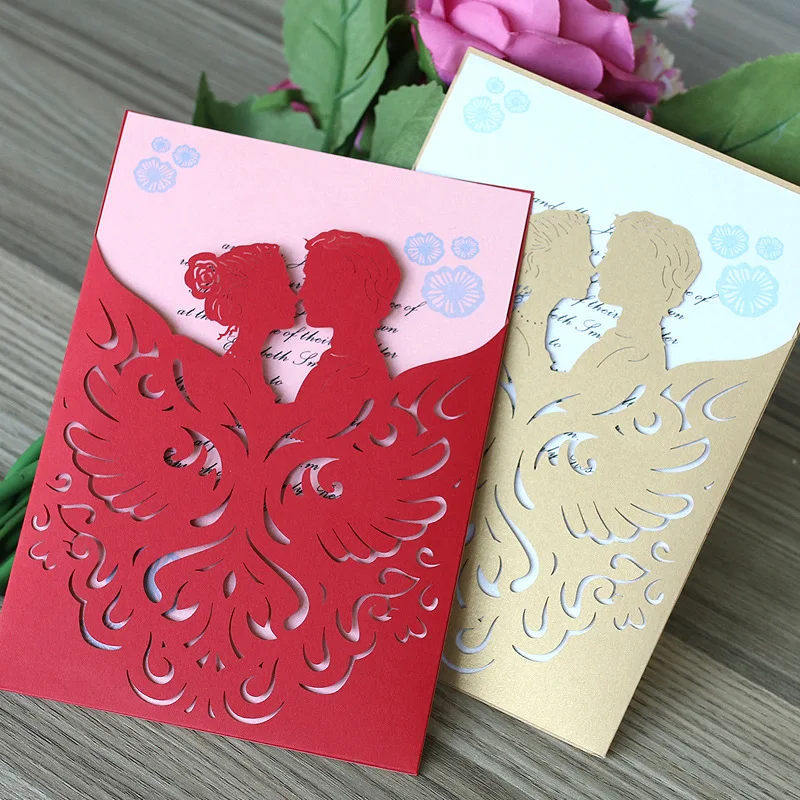 Distinctive Laser Cutting Wedding Invitations Creative Invitation Card for Wedding High Pixel Printing Quality - Set of 50 pcs