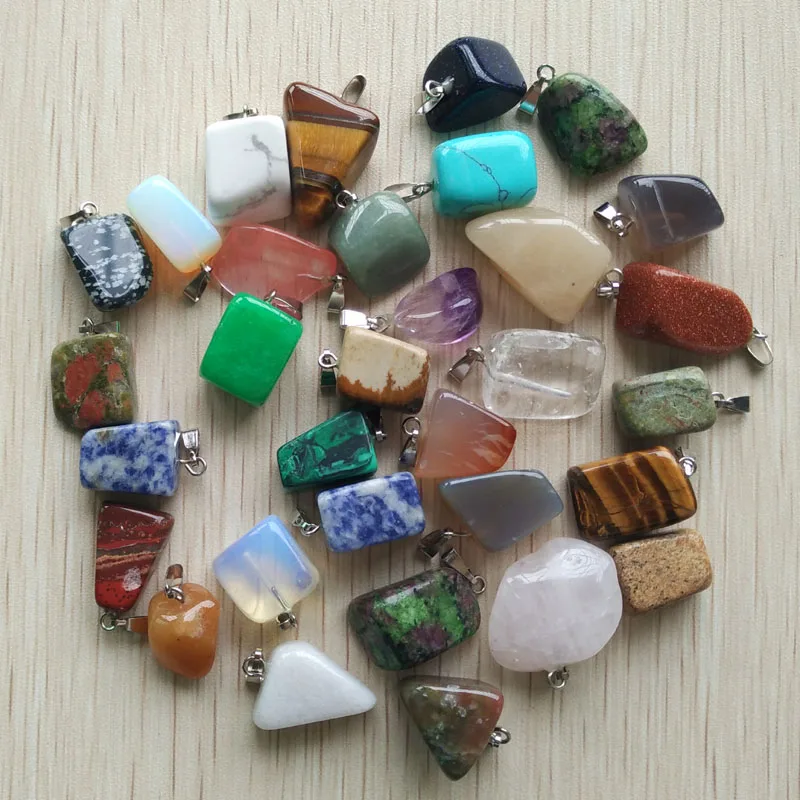 Wholesale 50pcs/lot 2023 hot selling trendy Assorted Natural stone Mixed Irregular shape pendants charms jewelry