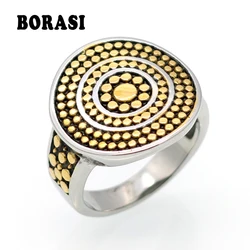 New Gold Color Titanium Steel Round Circular Dotted Ring Brand Luxury Rings For Women Fashion Jewelry