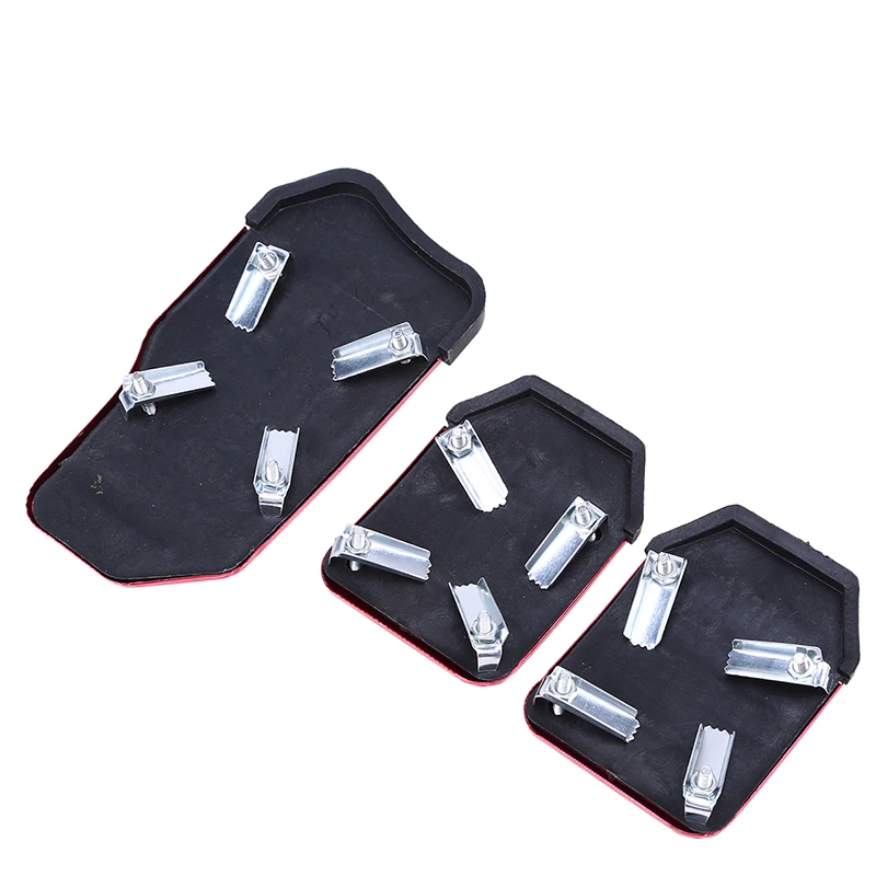 3 Pcs Aluminum Universal Red Non-Slip Car Brake Pedal Cover Set Kit Car Accelector Footrest Pedals Accessories