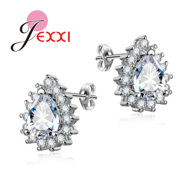 Fashion Magazine Recommend 925 Sterling Silver Needle Jewelry Pave Drop Cubic Zirconia Stud Earrings for Women Girls