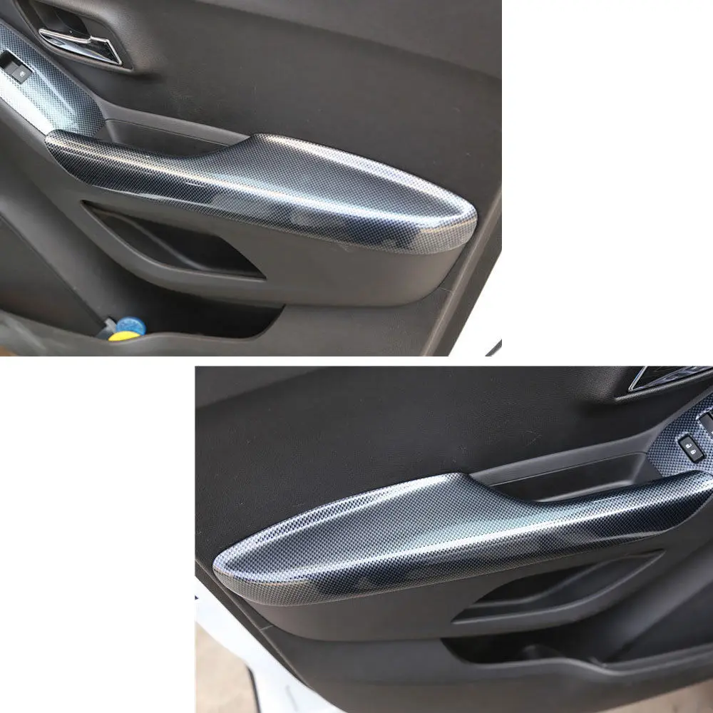 For Chevrolet Trax 2014 2015 2016 2017 2pcs ABS Inner Car Door Armrest Trim Cover Carbon Fiber Style Decorative Accessories