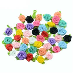 20 sztuk 3CM wstążka satynowa sztuczny kwiat róży z jedwabiu głowice do dekoracje ślubne ręcznie robione DIY pudełko na prezent Craft Scrapbooking