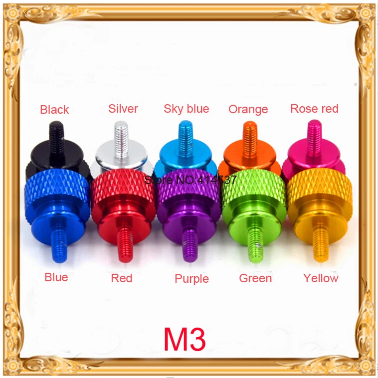 

20pcs/lot M3 Aluminum Alloy Colourful Step Hand Tighten Screw Length 7mm-50mm