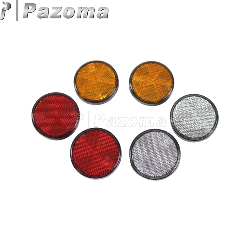 Pazoma Motorcycle Universal Round Circular Red Amber White Reflector Trailers ATV Dirt Bike