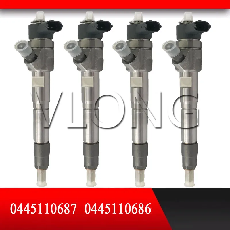 4PCS Genuine New Common Rail Inyector Assembly Diesel Fuel Injector Assy For YUNNEI YN D30 0445110686 0445110687 0 445 110 687