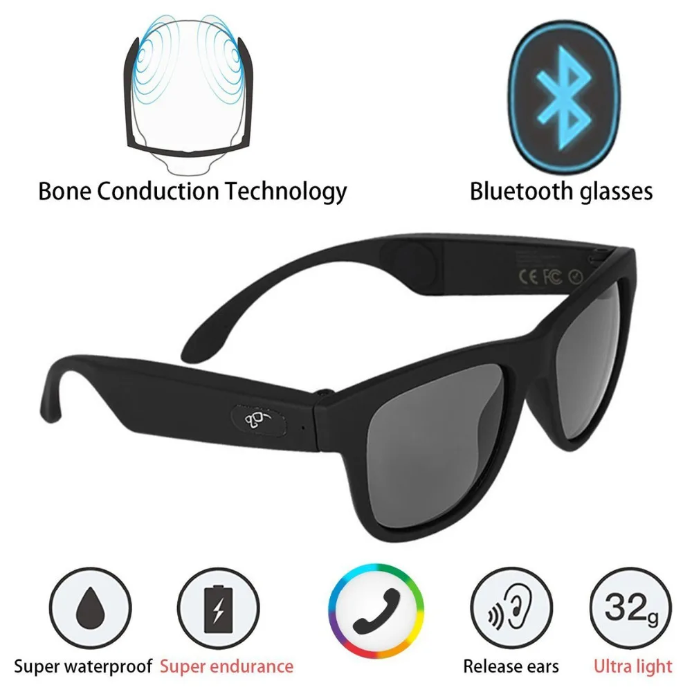 Écouteurs Bluetooth à Conduction osseuse G1, lunettes de soleil de Sport intelligentes, sans fil, stéréo, musique, casque d'écoute