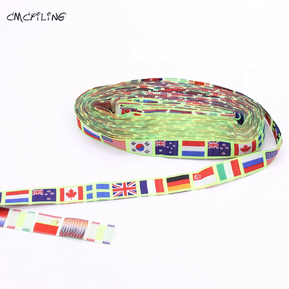 CMCYILING Europe National Flag Jacquard Webbing Sewing Label Wedding Materials Sewing Tape Ribbons For Gift Baby Scrapbooking