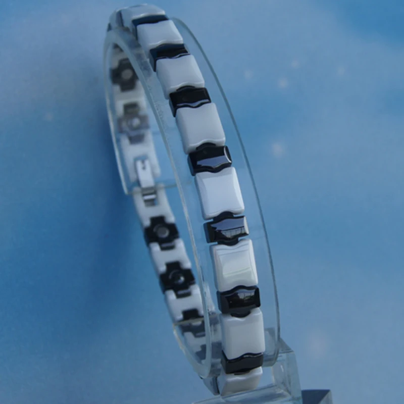 elegant 2tone white & black hi-tech scratch proof magnetic ceramic bracelet