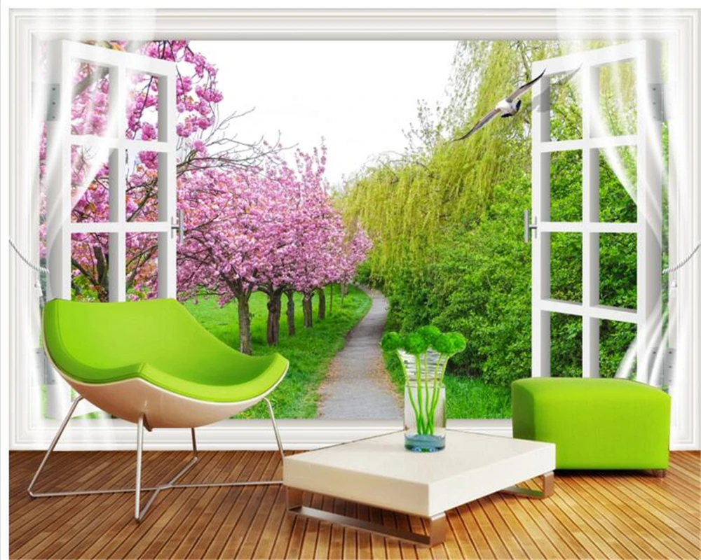 

3D-обои с изображением зеленого леса и больших деревьев для гостиной, спальни - декоративные 3D рельефные фрески с дизайном лесного пейзажа