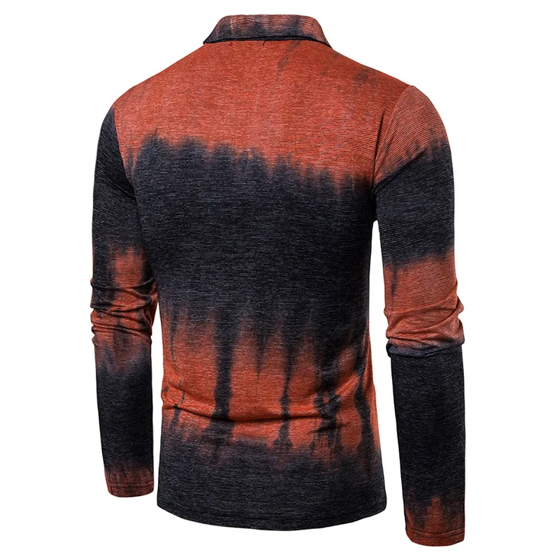 URSPORTTECH Brand Polo Shirt Men Long Sleeve Casual Male Shirt Spring Autumn Cotton Fashion Gradient Color Mens Polo Shirts